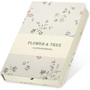 Floral Linen Notebook, Similar Embroidered, Small, 5x7, B6, Hardcover, Lay Flat, Lined & Unlined Sketchbook, Journal for Women,White