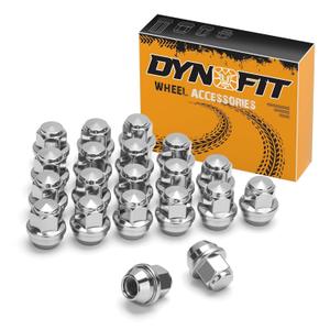 Dynofit 12mmx1.5 OEM Lug Nuts for 2012-2021 Fusion,2013-2025 Escape,2009-2018 Focus,One-Piece Style Stock Wheel Nuts Replace for MKC MKZ Factory Nut, Compatible with Ford Lincoln,Work on AL/Steel Rim (Silver)