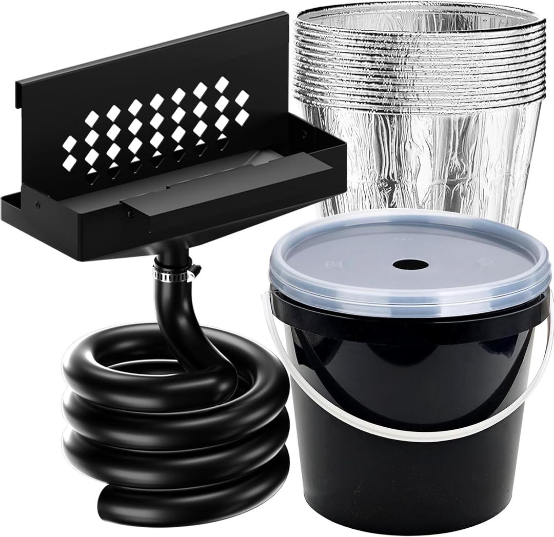 Rear Grease Drainage System for Blackstone Grease Catcher Upgrade,Grease Bucket with Transparent Lid,Grease Trap Funnel,12 Pack Foil Bucket Liners,Blackstone Griddle Accessories,Two Mounting Methods Rear Grease Drainage System for Blackstone Grease Catcher Upgrade,Grease Bucket with Transparent Lid,Grease Trap Funnel,12 Pack Foil Bucket Liners,Blackstone Griddle Accessories,Two Mounting Methods