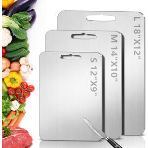 Titanium Cutting Board for Kitchen - 100% Pure Titanium Cutting Boards Non Toxic - 2026 New Upgrade Double Sided Metal Chopping Boards for Meat, Vegetables, Fruits, Dishwasher Safe (18" x 12", 1-Pack)