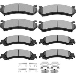 Ceramic Brake Pads Kit,SCITOO 8pcs Disc Brake Pad Set fit for Cadillac Escalade ESV EXT, for Chevy Avalanche Silverado Suburban 1500 Tahoe, 01-06 for GMC Sierra 1500, 00-06 for GMC Yukon/Yukon XL 1500