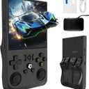 R36MAX Retro Handheld Game Console, 4000mAh Battery with 4 Inch IPS HD Screen, 64GB TF Card Built-in 18,000+ Classic Game Portable Pocket Arcade(Transparent Black)