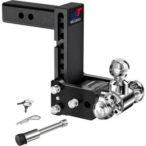 Geteen Trailer Hitches, Adjustable Trailer Hitch Ball Mount - Fits 2.0" Receiver, Tri-Ball (1-7/8" x 2" x 2-5/16"), 7" Drop, 10,000 GTW - GT20073B