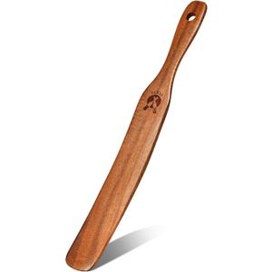 Skinny Spurtle for Sourdough Starter, Mixing, Reaching Bottom of Jar, Dough Whisk, Natural from High Moist Resistance Teak, Spurtles Kitchen Tools Wooden Kitchen Utensils for NonStick Cookware (1Pcs)