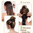 BONNET QUEEN Satin Heatless Hair Curler, Overnight Curls for Long Hair, Ultra Soft Daily Use of Hair Accessories & 2 Scrunchies, Damage-Free Styling, Soft Hair Curlers for Overnight, Light Black