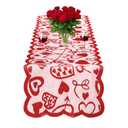 Valentines Table Runner, 13x72 Inch Valentines Day Table Runner Red Lace Table Runner Heart Shaped Love Table Runner Valentine Runner for Wedding Anniversary Engagement Valentines Table Decorations Pack of 4