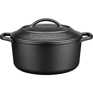 Pre-Seasoned Cast Iron Dutch Oven Pot with Lid Dual Handle, Sourdough Bread Baking Pots, Bread Oven, Camping, Grill, Induction, Electric, Round 5 Quart, Black