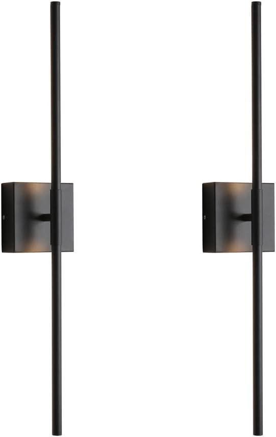 KUZZULL Wall Sconces Set of 27.8'' Two Matte Black Wall Light Fixtures Wall Lamp with Led 3000K 12W Sconces Wall Lighting Wall Lights Sconces Wall Decor Set of 2 Black Wall Sconce Wall Lamps for Bedrooms