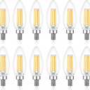 Sigalux E12 LED Bulb Candelabra Base Dimmable, 60W Equivalent Soft White, Type B Filament Candle, 12 Pack