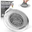 Revolutionary Kitchen Sink Drain Strainer/Patented Reversible Chain Mesh, Effortless Cleaning & Debris Catcher, Large Capacity, Anti-Clog, 304 Stainless Steel & Rust-Proof/Handmade (Silver)