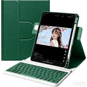 for iPad Air 11 inch (M3/M2) Case with Keyboard, Vertical Keyboard Case for iPad Air 5th/4th Gen, Clear Back Case with Magnetic Detachable Keyboard, 360 Rotate-Teal
