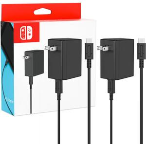 2-Pack Charger for Nintendo Switch, 45W AC Adapter Fast Charging with 2-Pack 5ft Detachable USB C Cable, Compatible with Switch/OLED/Lite, Steam Deck, Support TV Mode, Original Quality
