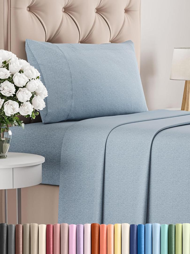 Twin Size 3 Piece Sheet Set - Comfy Breathable & Cooling Bed Sheets Set - Hotel Luxury Bedding for Women, Men, Kids, Teens, Boys & Girls - Deep Pockets, Soft & Wrinkle Free - Blue (Heathered Sheets) Twin Size 3 Piece Sheet Set - Comfy Breathable & Cooling Bed Sheets Set - Hotel Luxury Bedding for Women, Men, Kids, Teens, Boys & Girls - Deep Pockets, Soft & Wrinkle Free - Blue (Heathered Sheets)