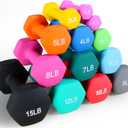 Fitvids Neoprene Dumbbell Hand Weights, Anti-Slip, Anti-roll, Hex Shape Colorful, Pair or Set with Stand