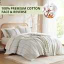 Ink+Ivy Queen Comforter Set, Boho Comforters, Breathable Cotton Bed Set, All Season Modern Chenille Tufted Comforter with Farmhouse Bedding Flare, Gifts for Woman, Sage/Ivory 3 Piece, Full/Queen