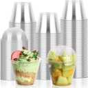 50 Sets 9 oz Clear Plastic Cups with Dome Lids (No Hole), Disposable Parfait Cups with Lids for Dessert, Fruit, Ice Cream, Pudding, Salad, Cake, No Leaking, PET