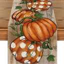 Artoid Mode Polka Dot Pumpkins Vine Fall Table Runner, Seasonal Autumn Thanksgiving Kitchen Dining Table Decoration for Home Party Decor 13x72 Inch (Wood)