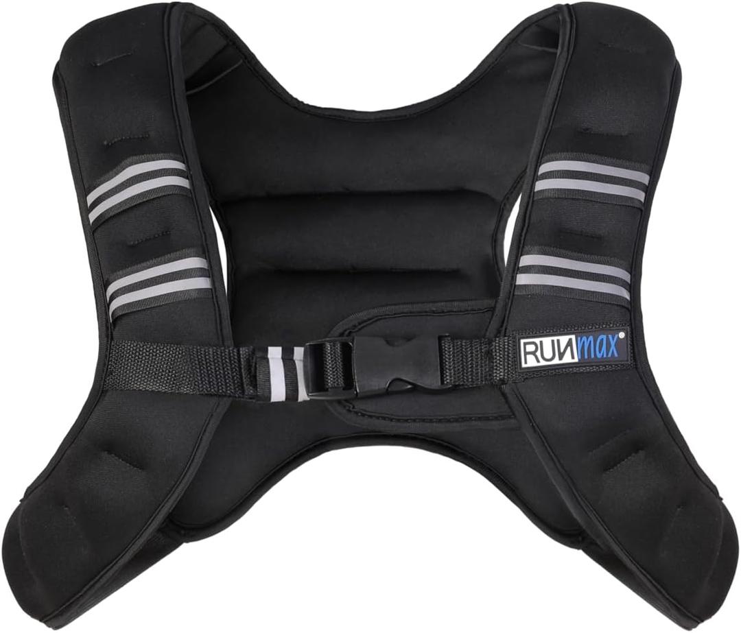 RUNmax Adjustable Weighted Vest Wtih Shoulder Pads Option for Men and Women (6lbs, Black)