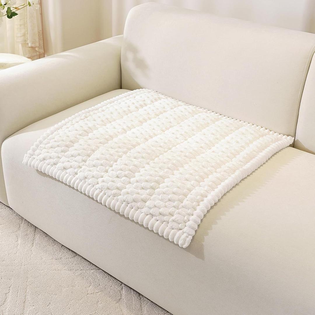 OstepDecor Washable Couch Cover for Dogs, Thick Pet Friendly Sofa Covers, Soft Couch Protector, Paw Cart Sofa Slipcovers, Cushion Protector for Leather, Sectional, Loveseat (27.6" x 27.6", White)