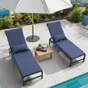 Pellebant Outdoor Lounge Chair Cushions with Pillow & Pockets, 72" x 21"