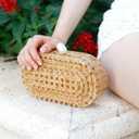 Women Acrylic Rattan Clutch Purse Rattan Woven Evening Bag Wedding Party Purse Summer Beach Wicker Shoulder Handbag