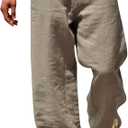 Cotton Linen Pants, Summer Beach Pants Casual Beige, Size M