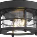 Emliviar 2-Light Round Ceiling Light Fixture, Farmhouse Flush Mount Ceiling Light 10 Inch, Black Finish, WE2085F BK