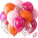 Bezente Pink and Orange Latex Balloons,60pcs 12 inch Light & Hot Pink Orange Confetti Balloons for Baby Shower, Birthday, Wedding, Tropical Party decorations