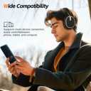 Hybrid Active Noise Cancelling Bluetooth Headphones, Bluetooth 6.0 Over Ear Wireless Headphones with 60H Playtime, Hi-Res Audio, Deep Bass, Memory Foam Ear Cups