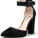 IDIFU Women's IN4 Pedazo High Block Heels Pumps Pointed Closed Toe Ankle Strap Dress Wedding Shoes 5.5