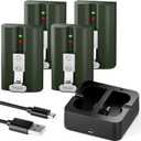 4-Pack Replacement Battery for Ring Doorbell - 6040mAh Rechargeable Ring Camera Batteries with Charger for Ring Video Doorbell 2/3/3 Plus/4, Spotlight Cam, Stick Up Cam (Military Green)