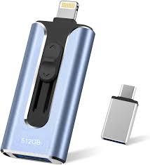 Phone Photo Stick,MFi Certified Phone Flash Drive,4 in 1 512G USB Drive for Phone iPad USB Stick,Phone Thumb Drive,Phone Photo Storage Phone Memory Stick for Phone/PC/iPad/More Devices(Blue