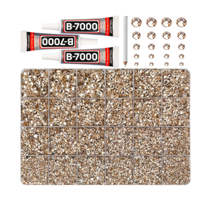 32000Pcs Champagne Rhinestones for Bedazzling, Resin 2,3,4,5,6mm Mix Sizes Flatback Bedazzle Tan Gems Diamonds Gemstones Jewels Stones Crystals with B7000 Glue for Crafting Crafts Clothes