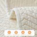vctops Farmhouse Solid Color Embroidery Sofa Couch Cover Cotton Quilted Sectional Couch Covers Washable Non Slip Sofa Slipcover for Dogs, Children, Pets Furniture Protector (Cream,28"x47")