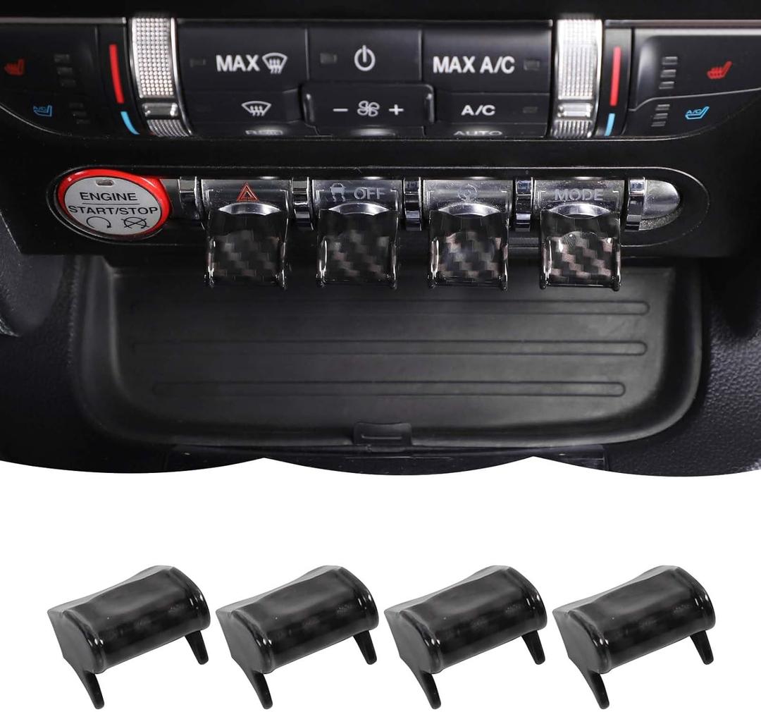 RT-TCZ Carbon Fiber Center Console Control Navigation Switch Button Trim Cover Decoration Interior Accessories for Ford Mustang 2015-2023