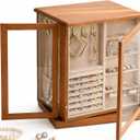 Clasin Home 5 Layer Jewelry Box 360 Rotating, Large Jewelry Organizer for Women with Glass Window for Ring Earrings Necklace Bracelet, Durable Solid Wooden Jewellery Box Vintage Style for Gifts