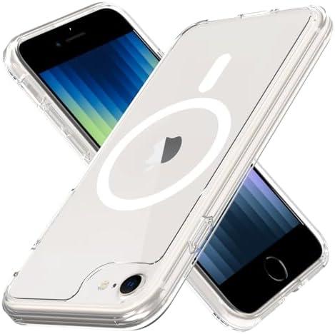 PinLiSheng Magnetic for iPhone SE 2022/2020 Case, iPhone 8/7 Case [Mil-Grade Drop Protection] [Compatible with Magsafe] Shockproof Slim Transparent Protective Phone Case, Clear Set of 3