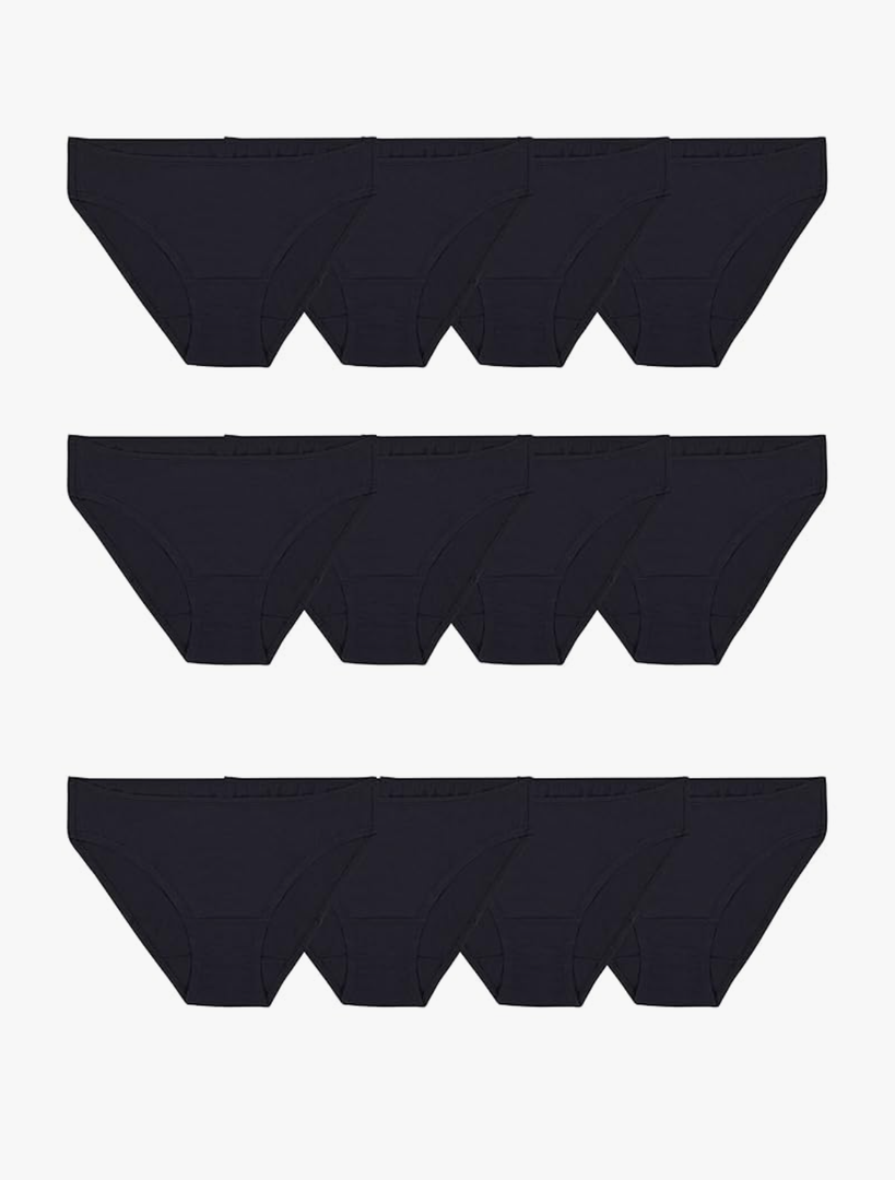 Fruit of the Loom Women's Eversoft Cotton Underwear Multipacks, Tag Free & Breathable, Size 6 12 Piece