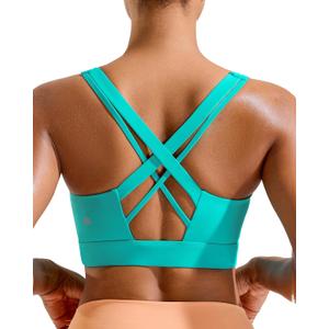 RUNNING GIRL Sports Bra for Women High Support,Criss-Cross Back Strappy Sports Bra Moulded Cup High Impact Workout Top (Large, Bright Green)