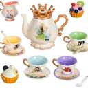 Disney Store Official Princess Tea Set with Sound Effects & Character Art Showing Snow White, Cinderella, Ariel, Belle, Tiana and More, 16-Piece Pretend Play Set with Music & Pouring Sounds for Kids