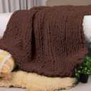 Carriediosa Chunky Knit Throw Blanket 50" X 60", 100% Hand Made Large Chenille Loop Yarn Soft Fluffy Throws for Couch Sofa Bed, Big Crochet Cozy Heavy Thick Cable Woven Blanket, Cocoa Brown