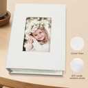 Photo Album 4x6 100 Pockets, Linen Cover Top Loader Vertical, Slip-in Picture White Pockets Albums for Wedding, Family, Anniversary, Baby, Vacation