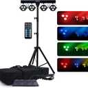 DJ Lights and Stage Lights with Stand | LED Par Gigbar with DMX, Sound-Activated Strobe Light for Parties | DJ Lighting Package, Heavy Duty Light Stand, Uplights for Events