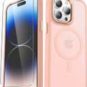 YENAPOON for iPhone 14 Pro Case, Matte Magnetic Phone Case with 1 Screen Protector, Support for Magsafe, Translucent Frosted Slim Shockproof Protective Cover for iPhone 14 Pro 6.1 inch, Pink