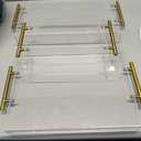 3 Pack Clear Acrylic Serving Tray with Gold Handles, Spill-Proof Acrylic Tray, Decorative Organizer Tray for Coffee Table Countertop Bathroom Vanity Appetizer Breakfast