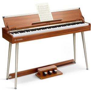 Donner DDP-80 PLUS Digital Piano 88 Key Weighted Keyboard, Home Electric Piano, Supports USB-MIDI & Headphones Connection, Semi-open Cover Designed, with Metal Three Pedal, Power Adapter (Full, Wood Color)