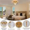 Modern Semi Flush Mount Ceiling Light Fixture, Gold Hallway Light Fixtures Ceiling Mount, Dimmable Foyer Kitchen Lighting Fixtures Ceiling Lights for Bedroom Bathroom Dining Room Laundry Room Entryway