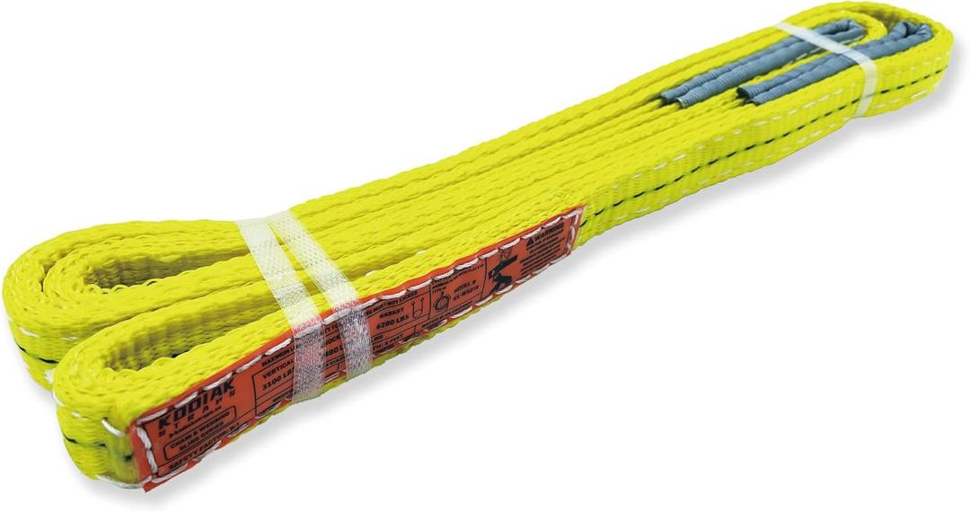 2-Ply Lifting Straps 1x 6ft Webbing Sling Tree Saver 1Pack Heavy Duty Web Strap Rigging Moving Towing Hoisting Gear KODIAK STRAPS