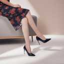 Elisabet Tang Women's High Heels Pumps Closed Pointed Toe Stiletto 4inch Heels Classic Office Special Dressy Wedding Pump Shoes (Black)