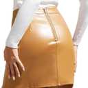 We1Fit Womens Fuax Leather Skirt High Waisted Bodycon Pencil Mini Skirts with Shorts (L)